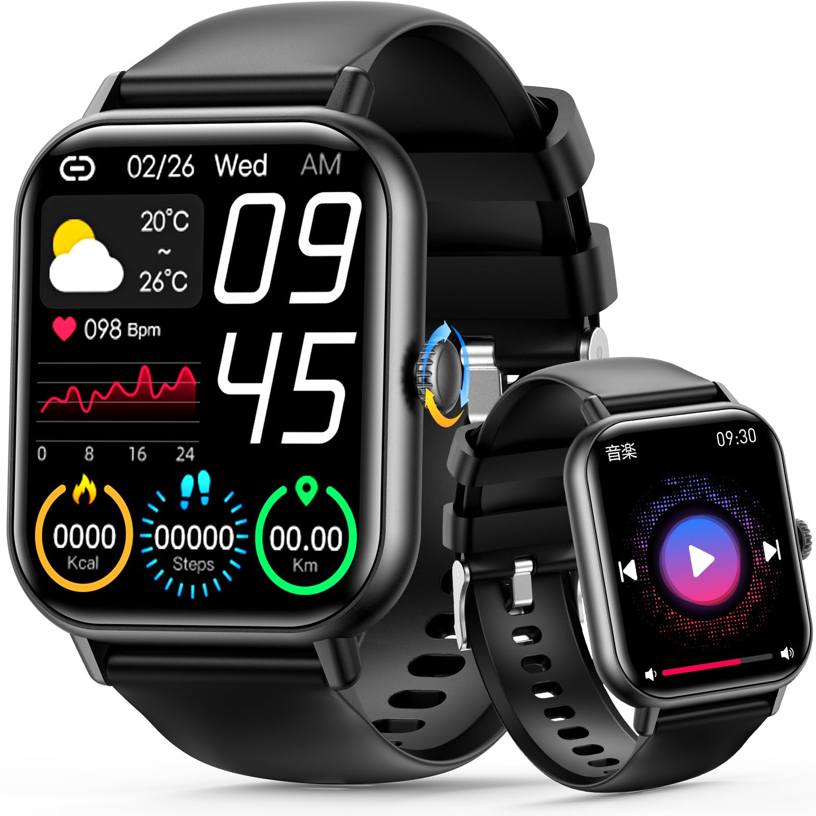 【91%OFF+920ポイント】【実質1,079円】 Wuguny 2.0インチ Bluetooth5.3 超薄型 スマートウォッチ