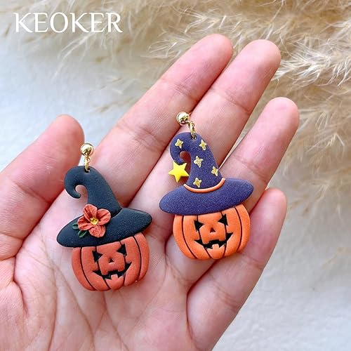 Miniatura 9 de KEOKER Cortadores de arcilla polimérica de Halloween, cortadores de arcilla para la fabricación de aretes de Halloween, 20 formas de aretes de