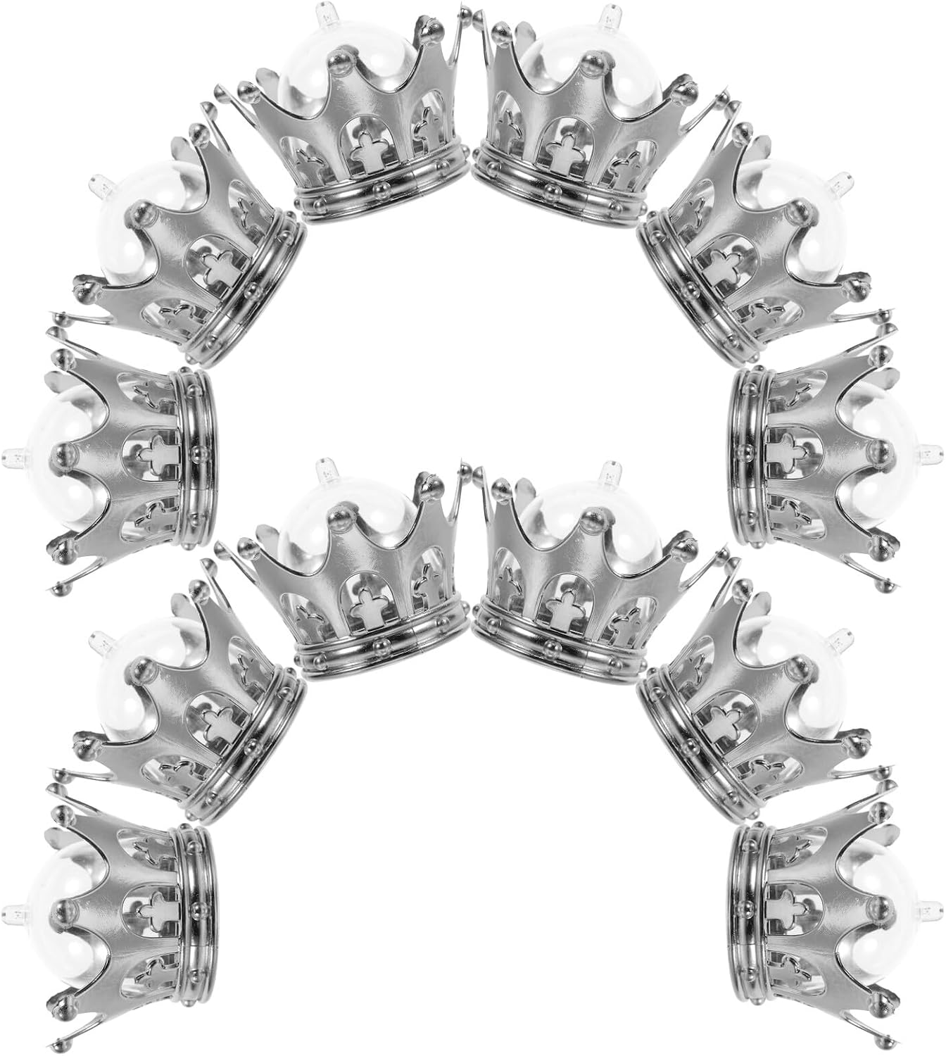 Parliky 12pcs Silver Crown Shape Candy Boxes with Dome Lids, Fillable Party Favor Containers for Weddings, Birthday, Showers, Elegant Candy Storage Wrap