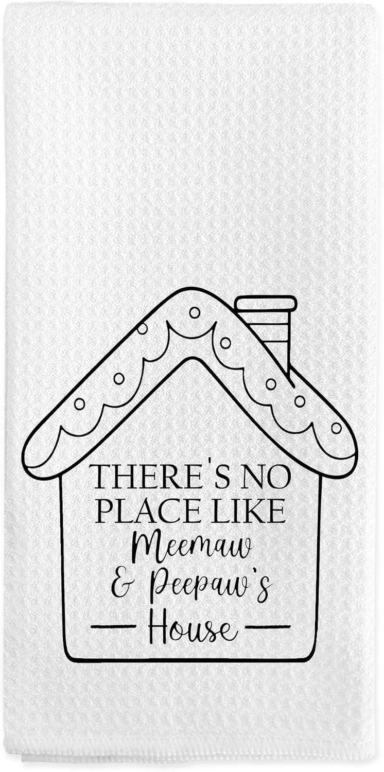 Meemaw and Peepaw Gifts Kitchen Towels, Housewarming Gifts for Meemaw Peepaw from Grandkids, Grandparents Hand Towels for Bathroom Kitchen Decor, Mothers Day Birthday Gift Dish Tea Towel,16x24