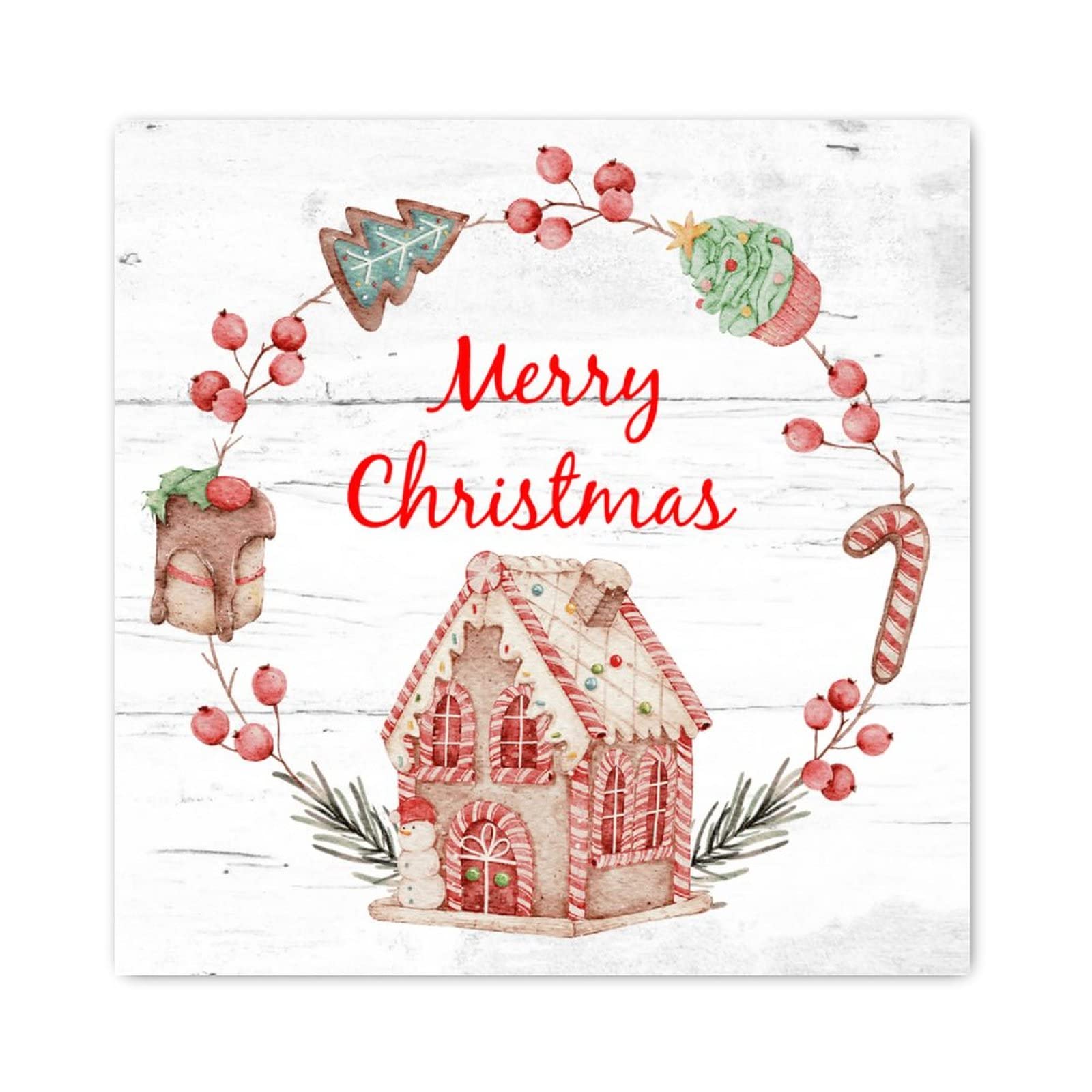 Panneau mural en bois Merry Christmas vintage 40x40 cm