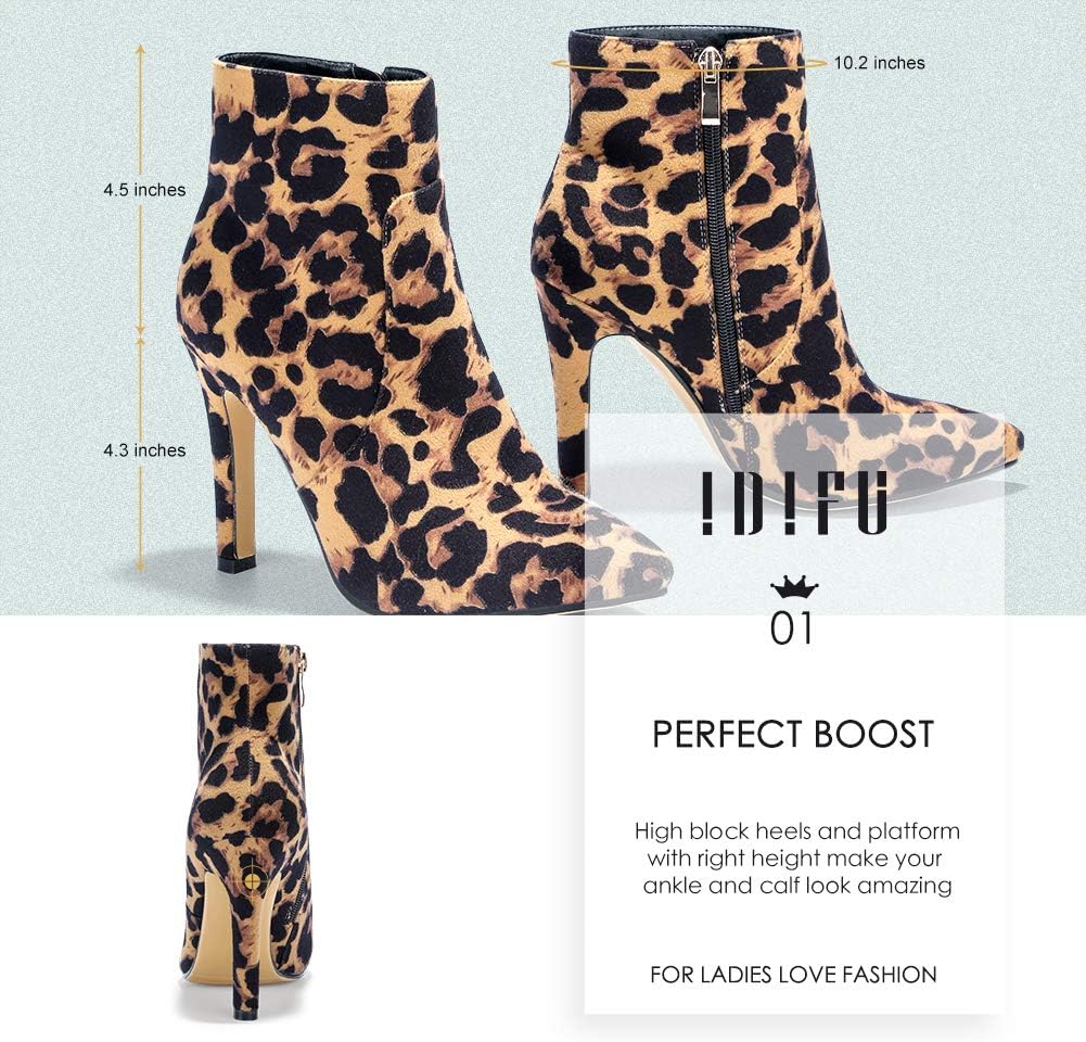 IDIFU Ankle Boots for Women High Heel Pointed Toe Boots Side Zipper Stiletto Booties - Image 3