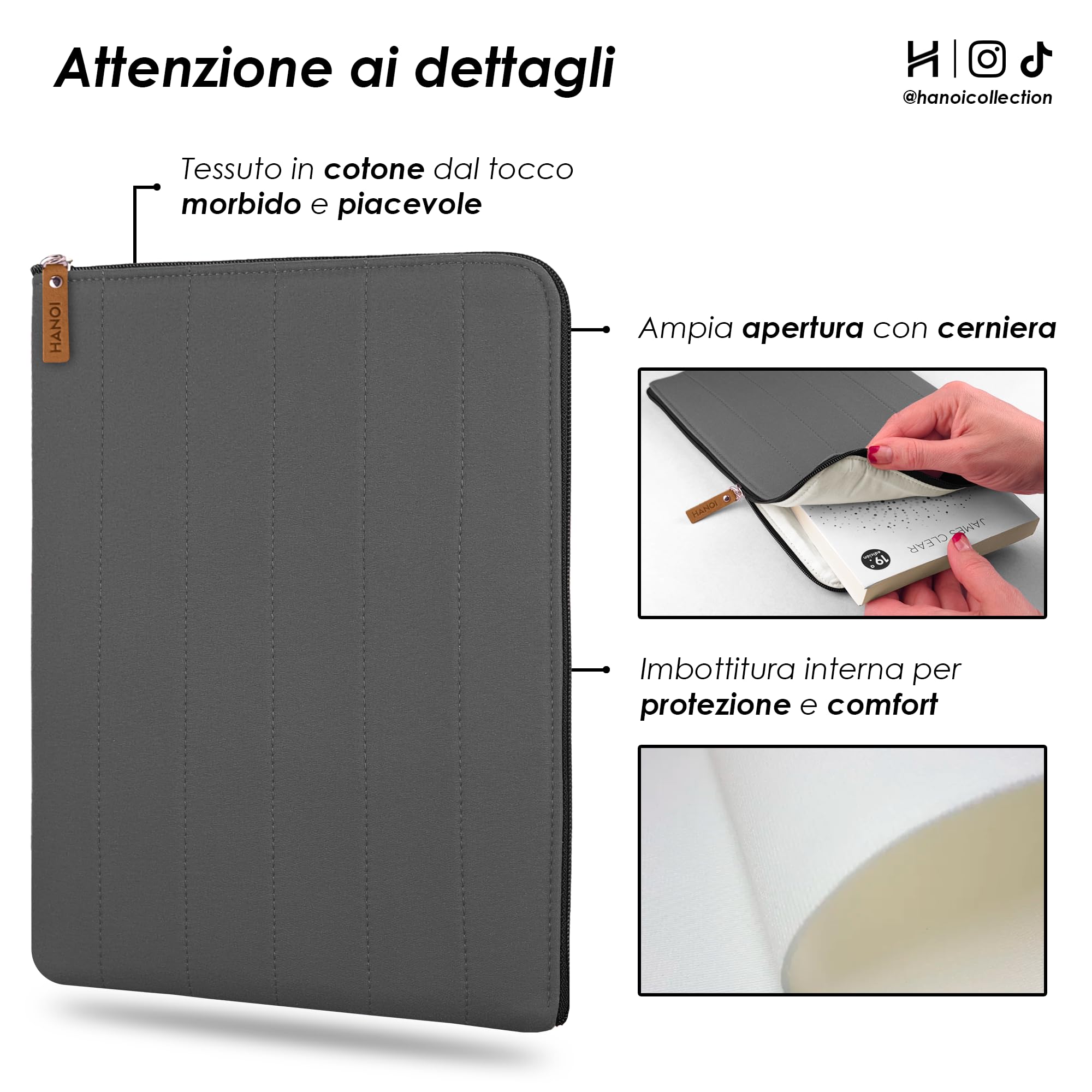 Lisboa™ Custodia per libri di lettura con cerniera. Custodia per libro imbottita grande. Copertina Protettiva per libro per il trasporto e viaggio. Idea regalo per amanti dei libri