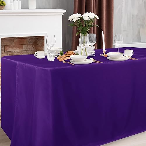 Miniatura 2 de Obstal Paquete de 2 manteles para mesas rectangulares de 6 pies, resistente al agua, lavable, tela de poliéster, protector rectangular para bodas,