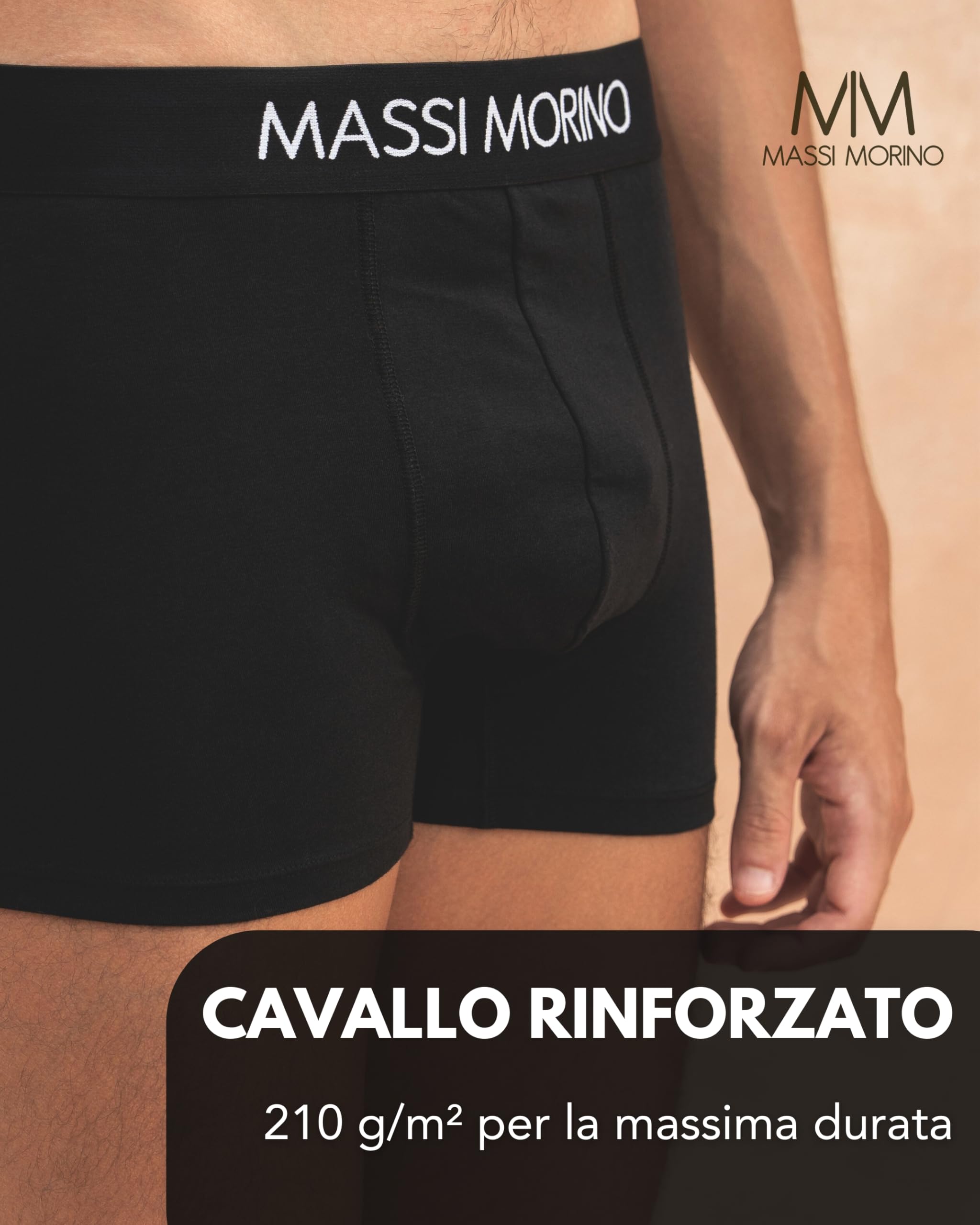 Massi Morino Boxer da Uomo in Cotone (Confezione da 6 o Singolo) | Slip da Uomo Neri con Elastico Largo | Senza Etichetta & Traspiranti (S–XXL)