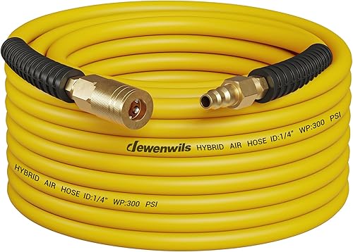 DEWENWILS Manguera de aire híbrida de 14 pulgadas por 50 pies, 300 PSI, manguera de compresor de aire resistente con accesorios de acoplador rápido
