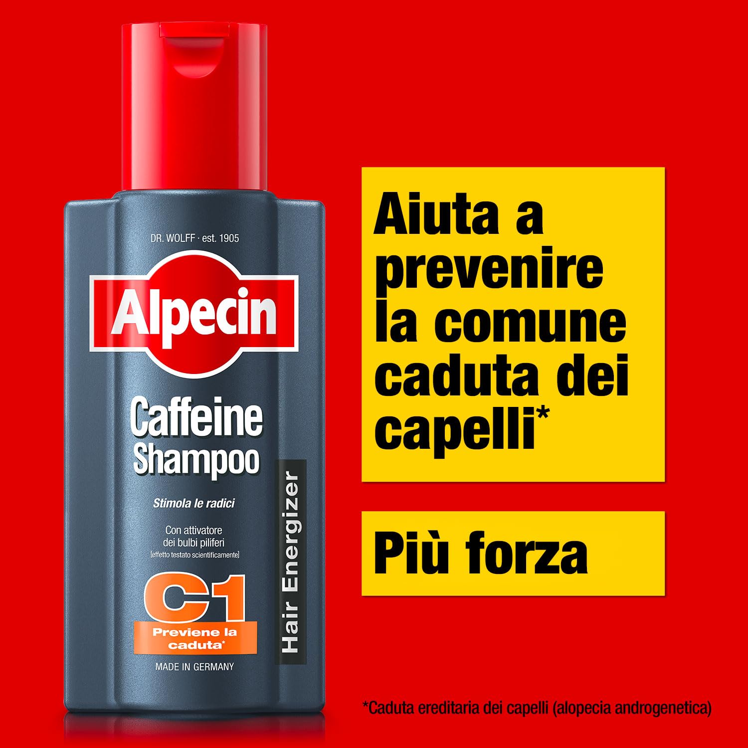Alpecin Caffeine Shampoo C1 3x 375 ml | Efficace shampoo anticaduta alla caffeina | Rinforzante per uomini con capelli sottili e radi | Cura quotidiana del cuoio capelluto | Per capelli forti