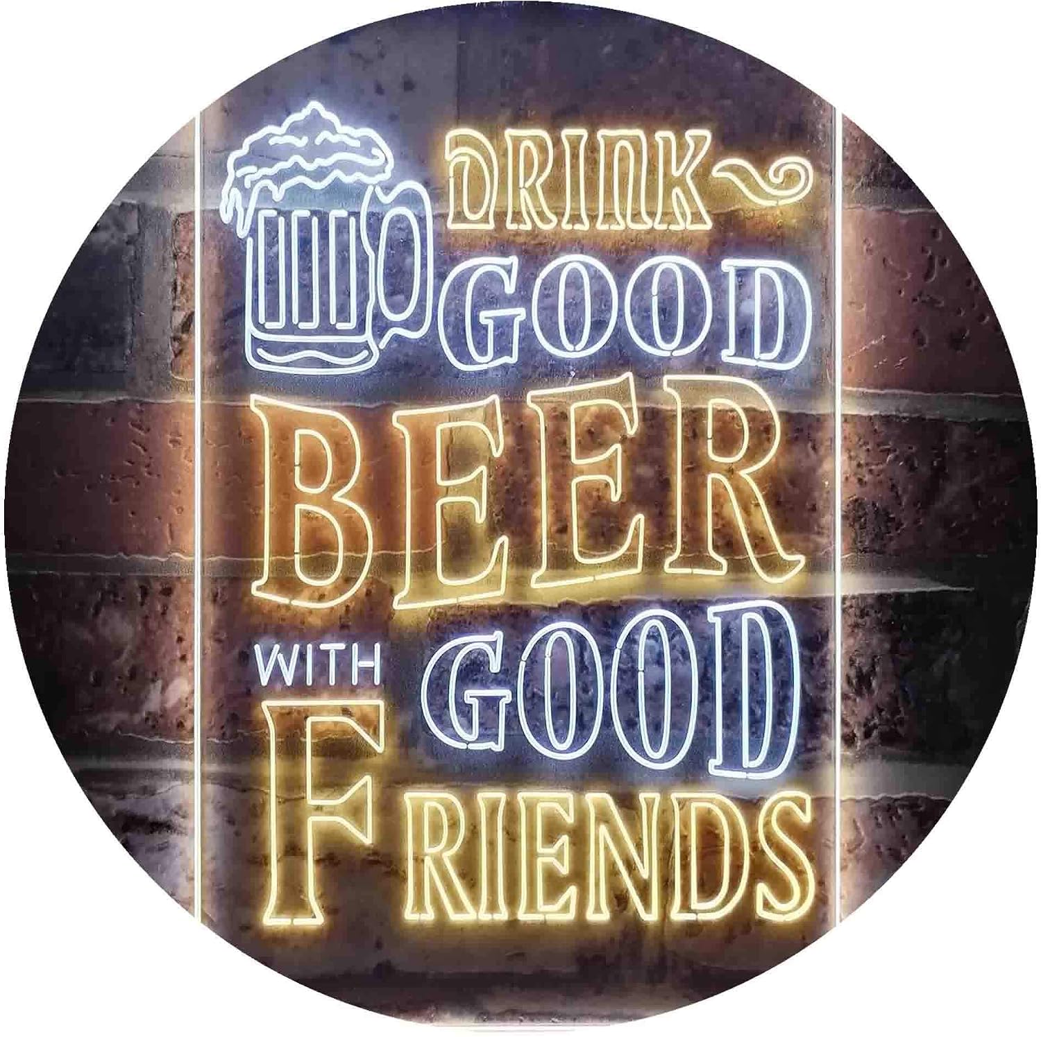 ADVPRO Drink Good Beer with Good Friends Bar Dual Color LED Neon Sign White & Yellow 12" x 16" st6s34-i3416-wy