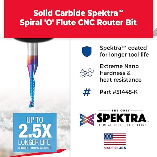 Miniatura 97 de Amana Tool Spektra 51446-K, 51446-K, 1/8 D x 3/4 CH x 1/4 SHK x 2-1/2 pulgadas de largo, acabado de espejo