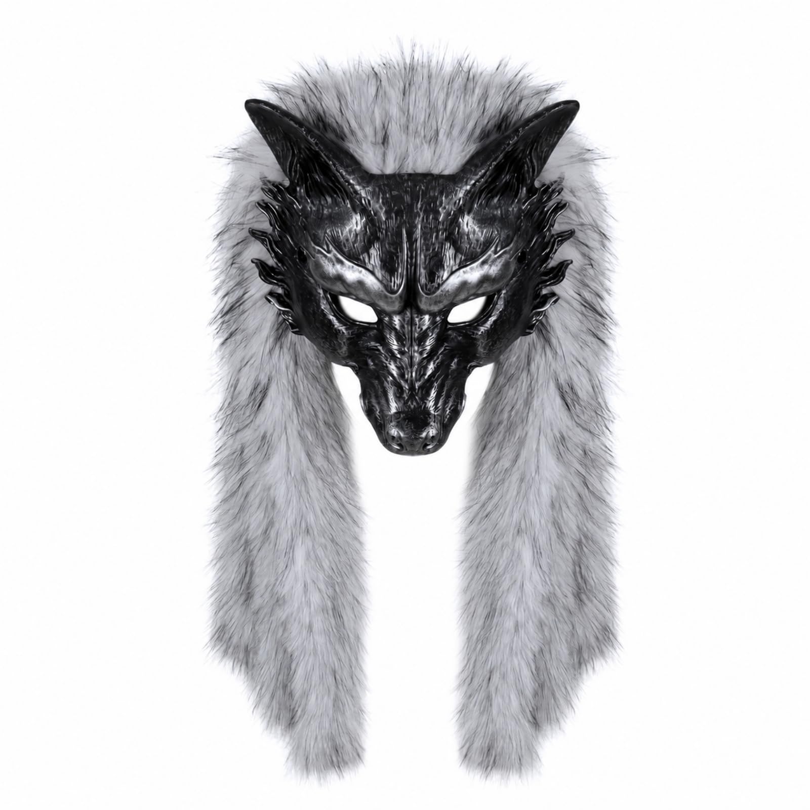 perfk Maschera da Morbido | Dettagli Metallici Sul, Maschera con Pelliccia Sintetica, in Schiuma Poliuretanica, per Halloween