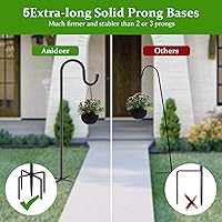 Vista 8 de 48 Inch Shepherds Hooks for Outdoor, Heavy Duty Bird Feeder Pole with 5 Prong Bases, Garden Hanging Stake for Bird Feeder, Solar Light, Plant
