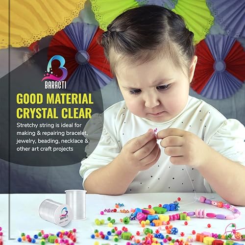 Miniatura 7 de Baracti Cuerda elástica para pulsera cordón elástico perfecto de 0028in hilo fuerte para hacer joyas abalorios alambre transparente para