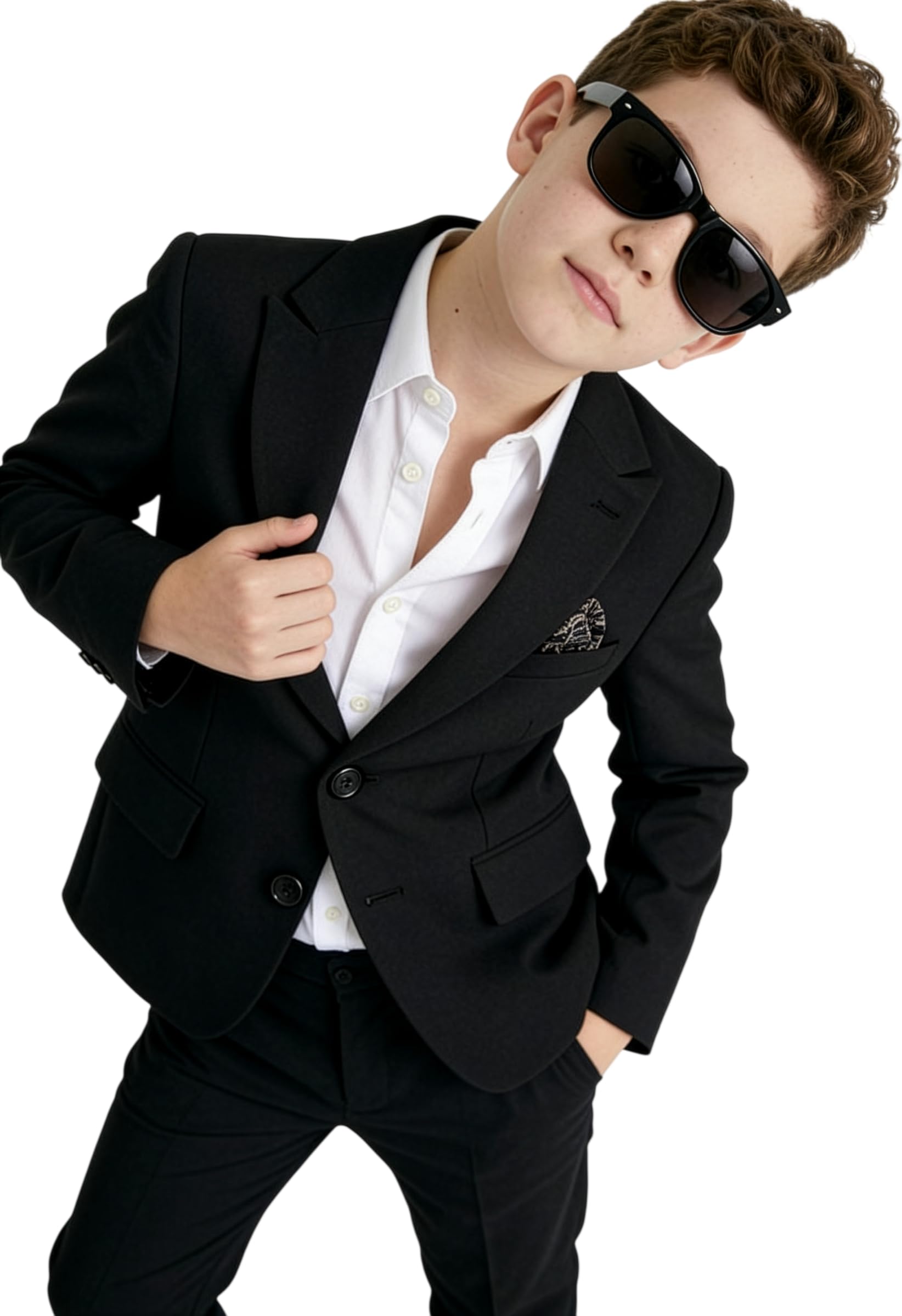 SIRRI Chaqueta Tipo Blazer Negra de 2 Piezas para niños, Ideal para Bodas, colegios y Eventos Formales, con Pajarita. Edades: 3-16 años.