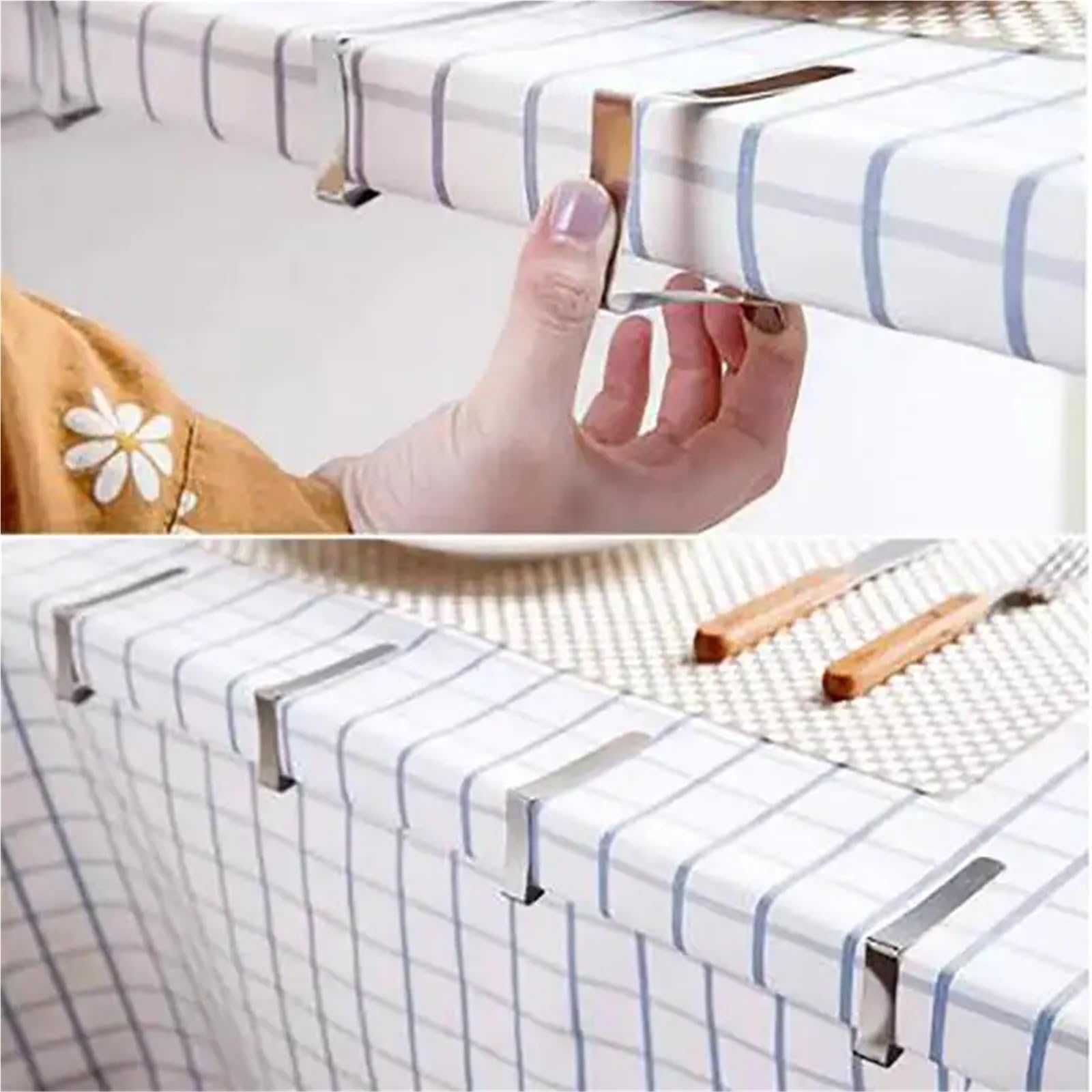 Ferma Tovaglia da Tavola Morsetti for tovaglie Regolabili in Acciaio Inossidabile Morsetti for tovaglie Porta Panni for Picnic in casa(5sets(40pcs))