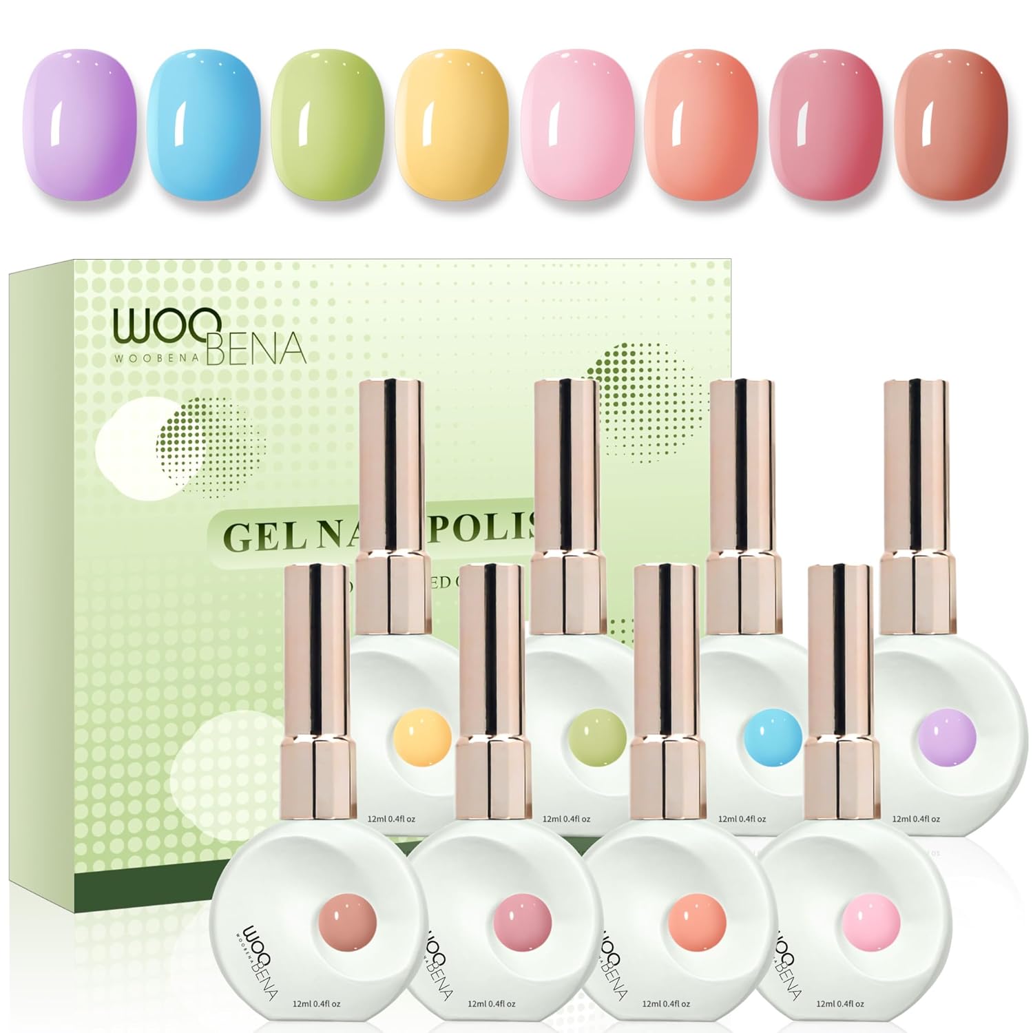 8 Colors Gel Nail Polish Set, Nail Polish Gel UV Gel Nail Polish Kit Candy Colors for Spring Summer, Salon-Quality Gel Polish Colors for DIY Nail Art at Home HEMA/TPO Free