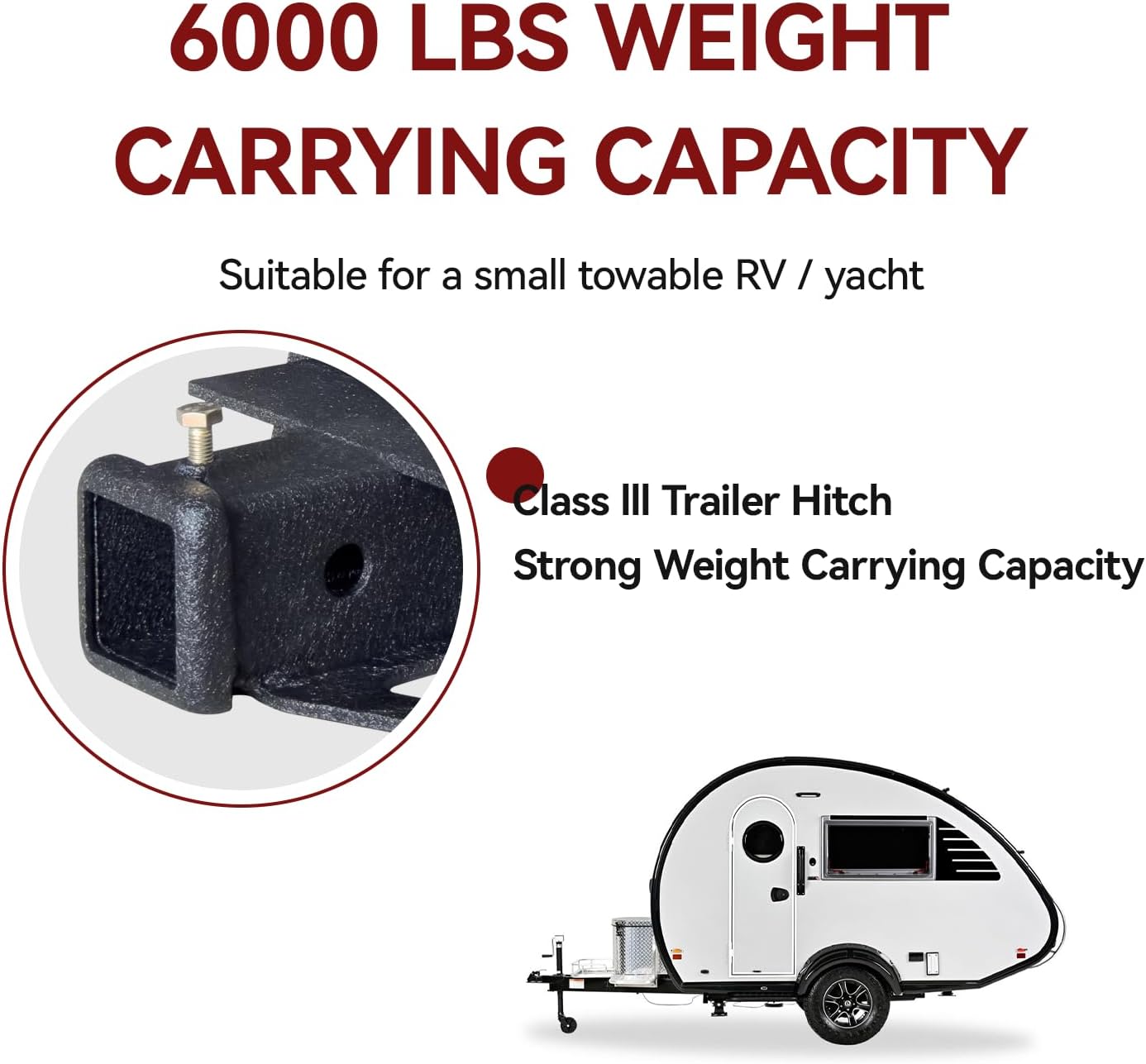 Trailer Hitch Black Steel Compatible with 2019 2020 2021 2022 2023 Toyota RAV4 w/2” Hitch Receiver