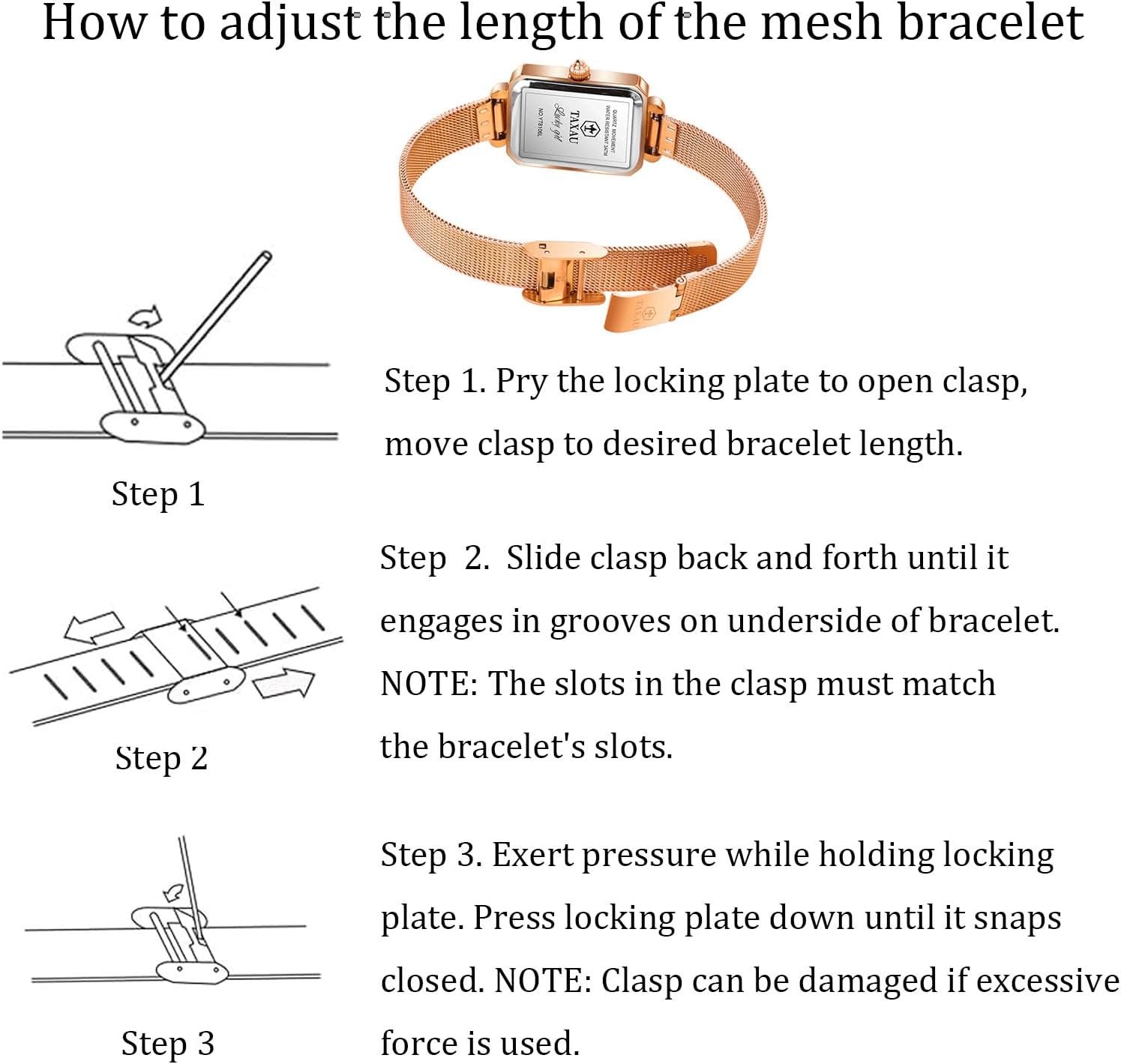 Watches for Women Small Face Womens Dress Watch Waterproof Ladies Watches Large Number Luxury Analog Quartz Square Dial Mesh Band Easy Read Rose-Gold/Silver Watch reloj para Mujer - Image 5