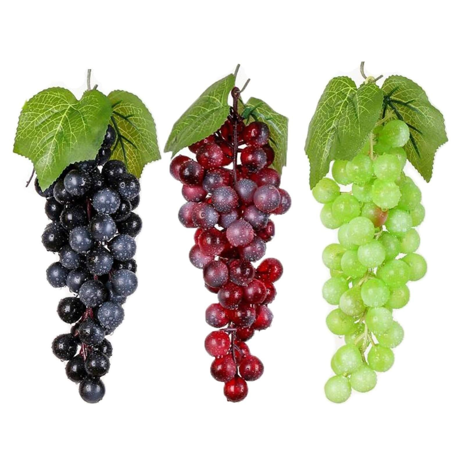 CVdrtyED Reusable Artificial Fruit Display 3 Bunches Of Artificial Grapes With Vines, Fruit Decoration Kitchen Ornaments