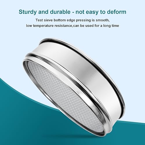 Miniatura 5 de Tamiz de laboratorio de malla de acero inoxidable 304, tamiz de prueba de apertura de malla 10 (0.079 in), tamices de prueba de muestra de análisis