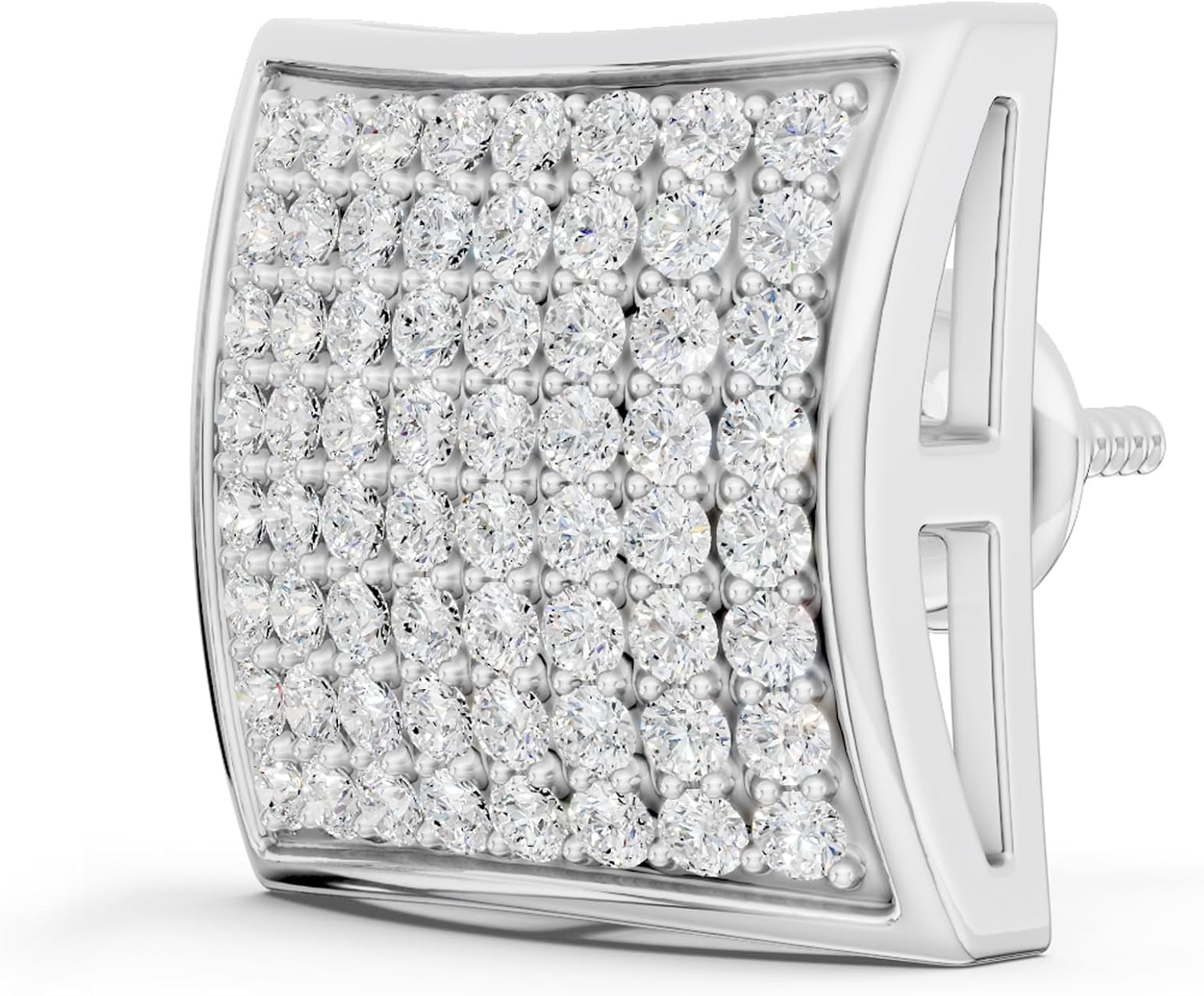 Dazzlingrock Collection 0.37 Ctw Round White Natural Diamond 11mm Kite Hip Hop Iced Out Stud (1Pc Only) in Platinum Plated Sterling Silver, Unisex Design Ladies,Mens Real Natural Diamond Earrings