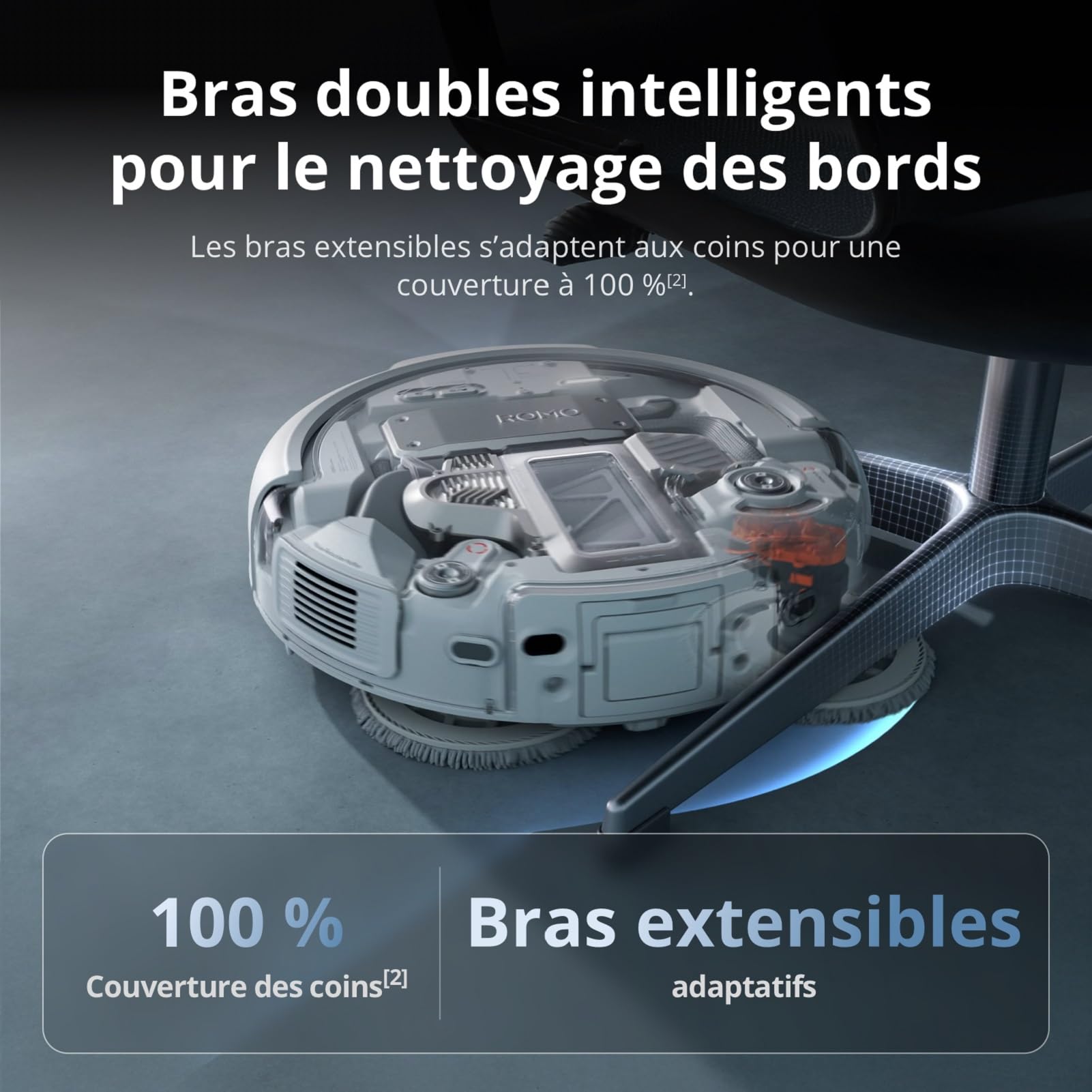 DJI ROMO P Robot Aspirateur Laveur, Aspiration Puissante 25 000 Pa, Détection d'obstacles de Niveau Drone, Nettoyage et séchage Automatique des serpillières, Anti-Enchevêtrement Poils d'animaux
