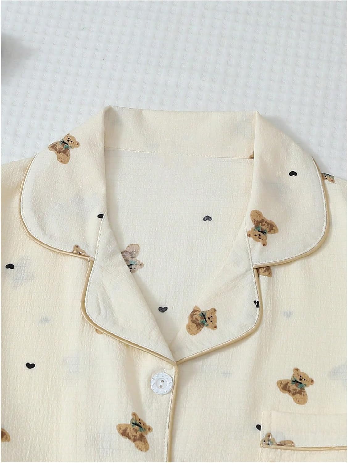 Verdusa Women's 2 Piece Pajama Sets Cute Pj Set Printed Sleepwear Lounge Sets Long Sleeve Button Up Shirt and Pants - Image 3