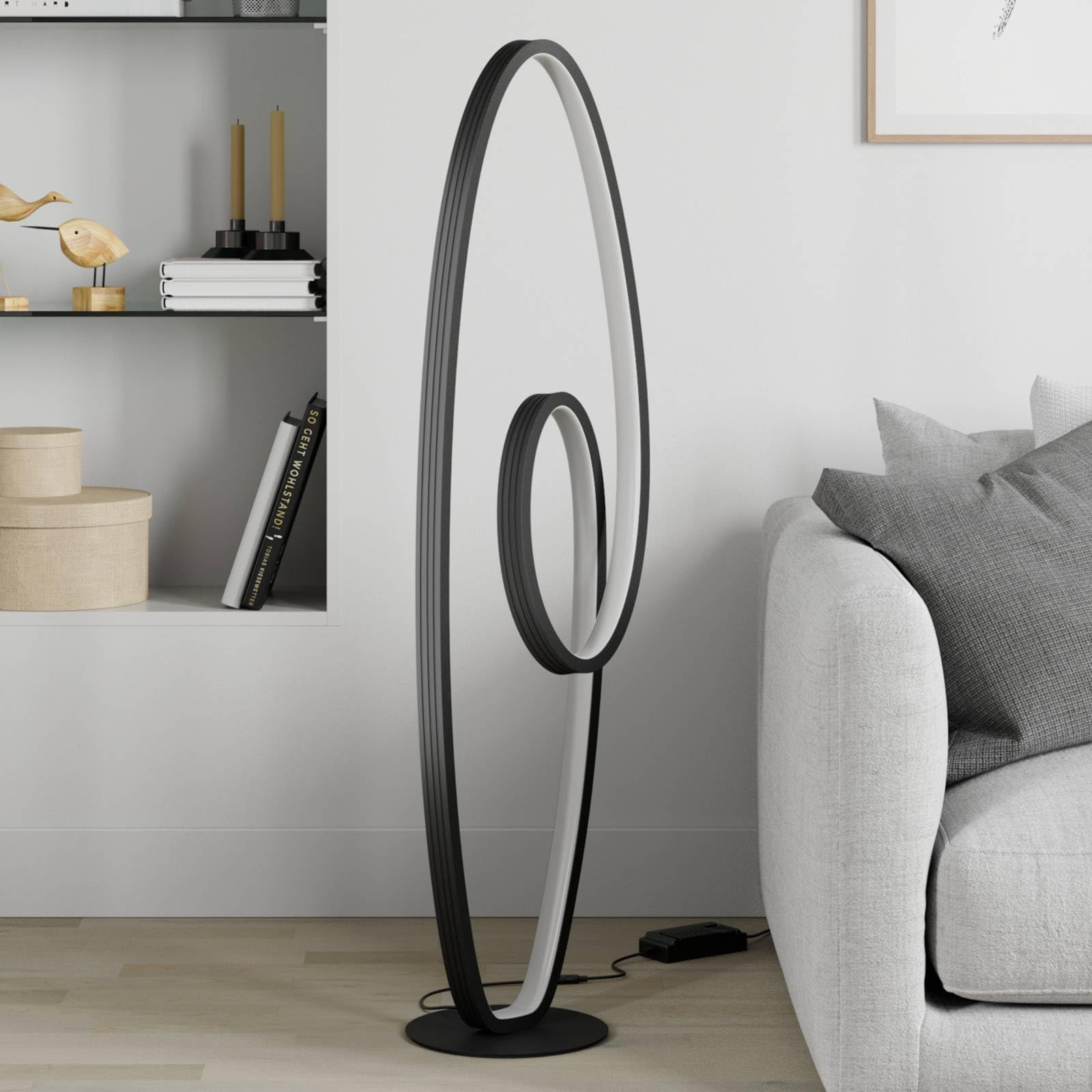 LED Lámpara de pie 'Bronwyn' (Moderno) en Negro hecho de Aluminio e.o. para Salón & Comedor (1 llama,) de Lucande | lámpara de pie LED