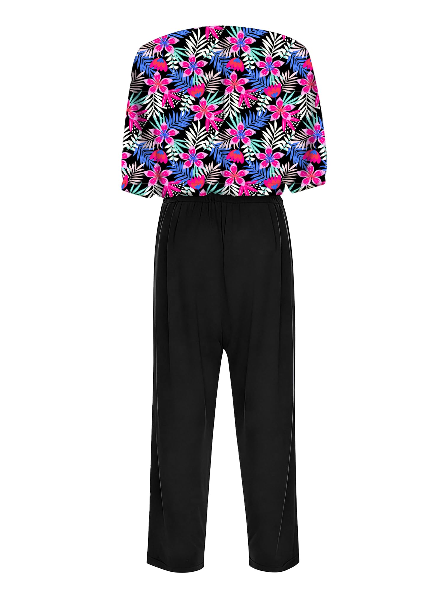 ranrann Femme Combinaison Imprimé Fleurie Pyjama Sanitaire Soin Grenouillère pour Personnes Âgées Alzheimer Incontinence Patient