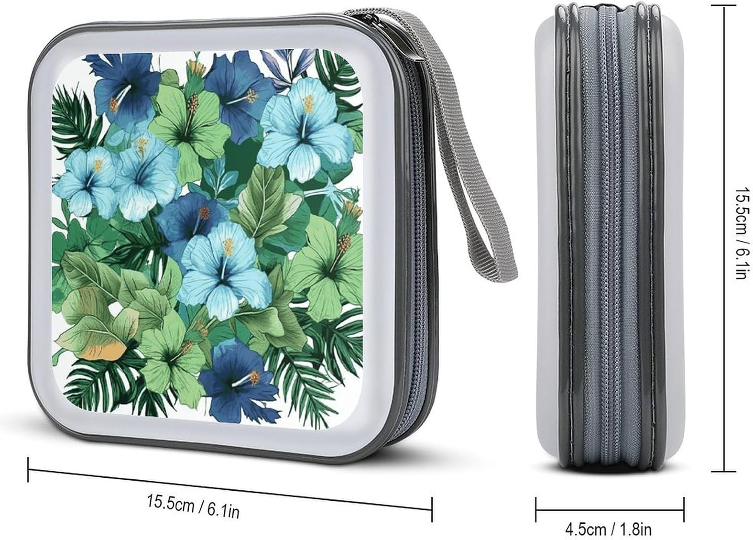 Green And Blue Hibiscus Flowers CD Case CD Storage Box DVD Sleeves