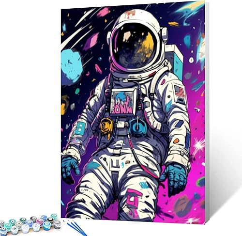 Miniatura 2 de Tucocoo Graffiti Astronauta - Pintura por números para adultos, espacio exterior, astronauta, pintura al óleo digital, pintura acrílica, kits de