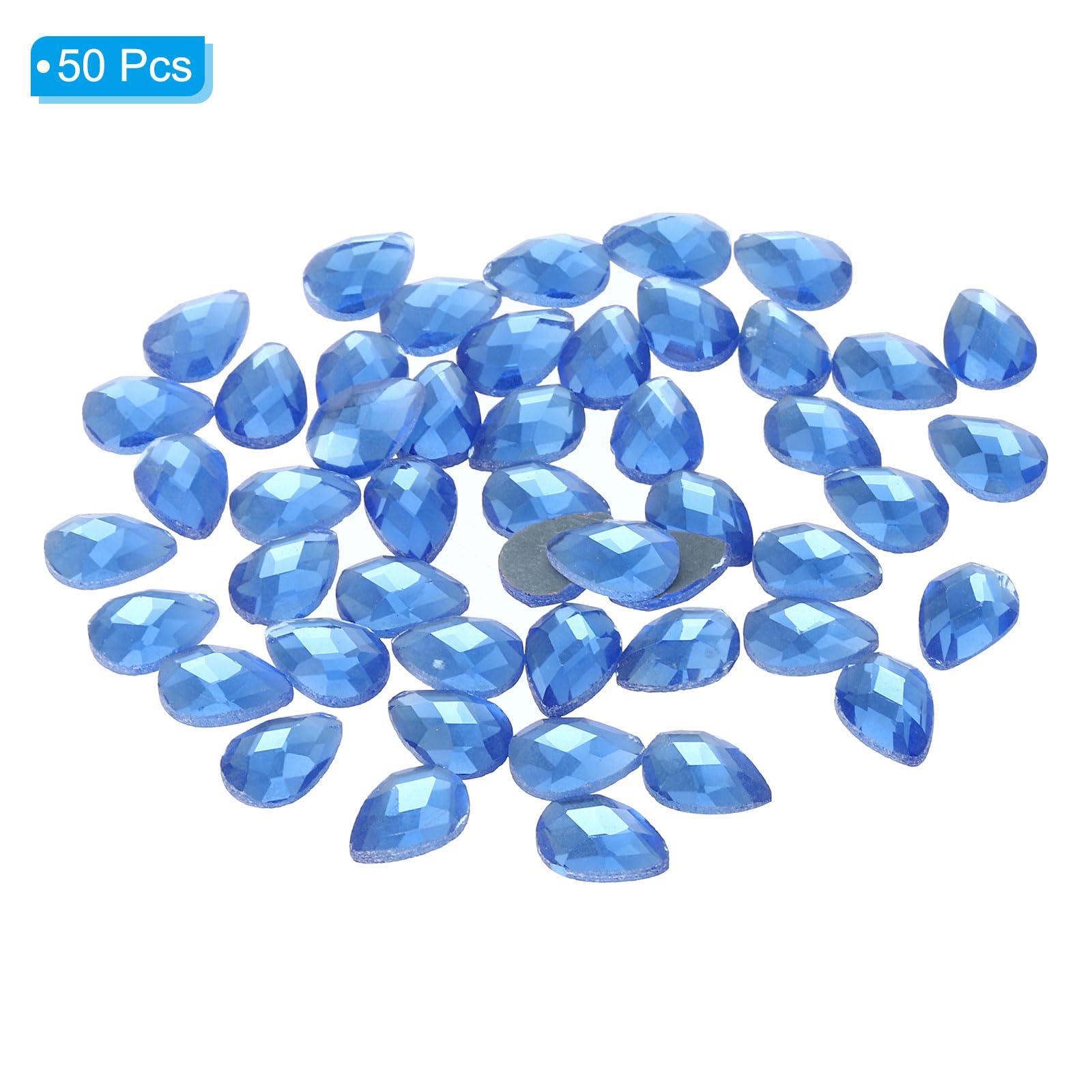 PATIKIL Acrylic Teardrop Gems, 50 Pcs 14x10mm Flat Back Teardrop Rhinestones Plastic Gems for Jewelry Making DIY Craft Blue - Image 3