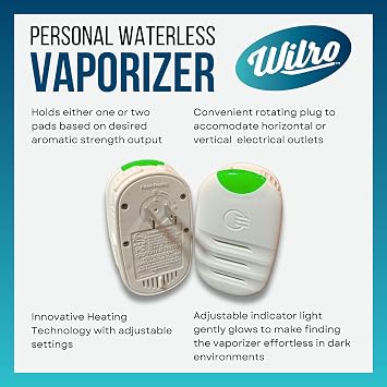 Wilro Waterless Vaporizer Includes Two Menthol and Two Lavender Vapor Pads