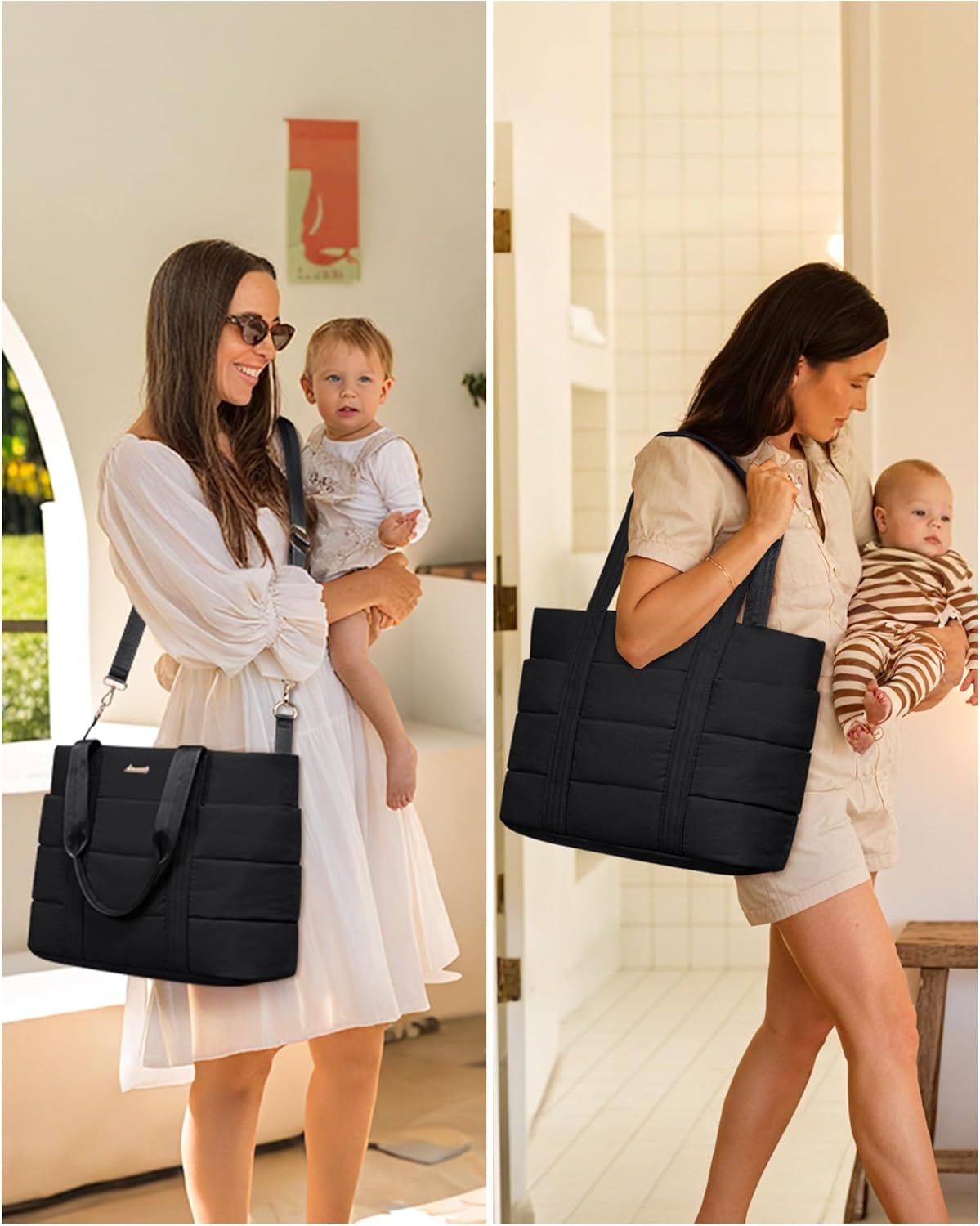 LOVEVOOK Diaper Bag Tote, 15.6inch Puffer Baby Diaper Bag Waterproof Travel Diaper Tote with Changing Pad Pacifier Case - Image 7