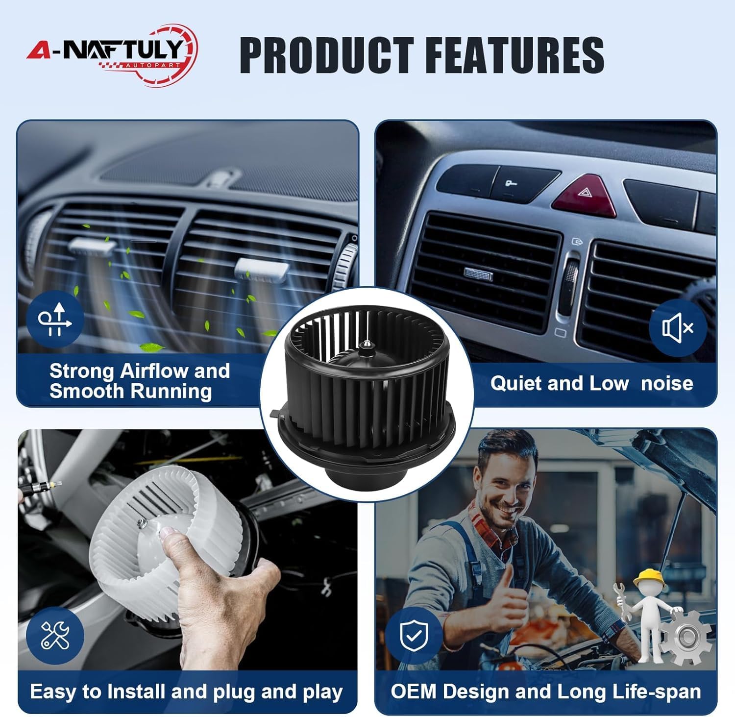 700164 AC Blower Motor Fits for 2007 2008 2009 2010 2011 2012 2013 2014 Chevrolet Tahoe Silverado 1500 2500 Avalanche Suburban GMC Yukon Sierra Cadillac Escalade HVAC Heater Blower Motor 22741027