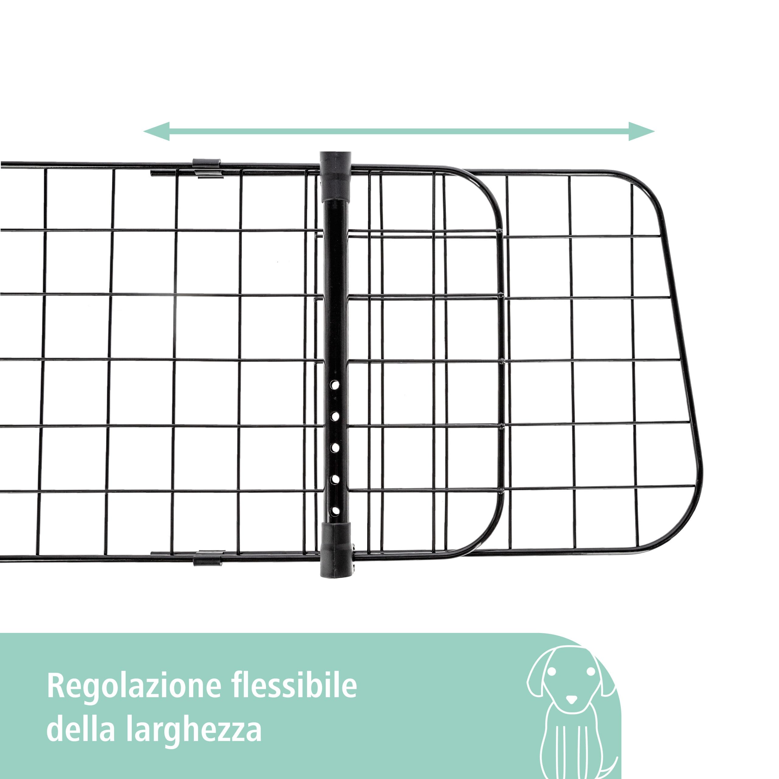 Kerbl Pet cancelletto di Sicurezza per Auto, Protezione per Il Trasporto, Divisorio, Nero, 30 cm, 96-145 cm, Metallo, Cani, Cancelletto di Protezione per Bagagliaio, Larghezza Regolabile