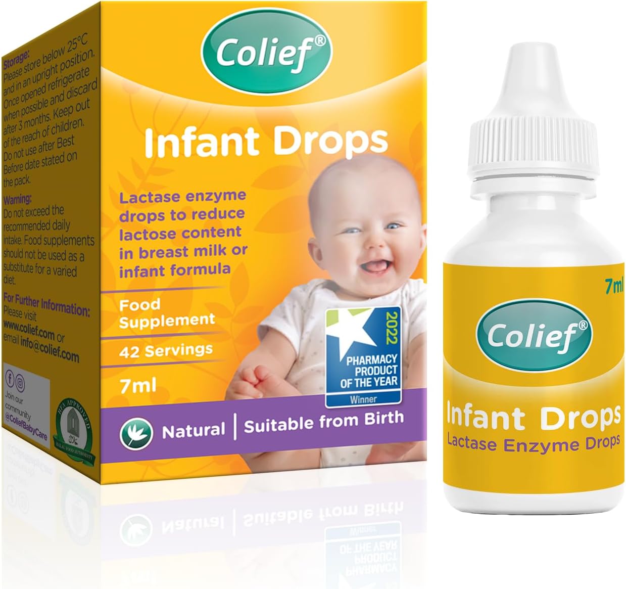 Colief Infant Drops | Lactase Enzyme Drops | Natural Colic Relief for Babies | Reduces Bloating, 7ml