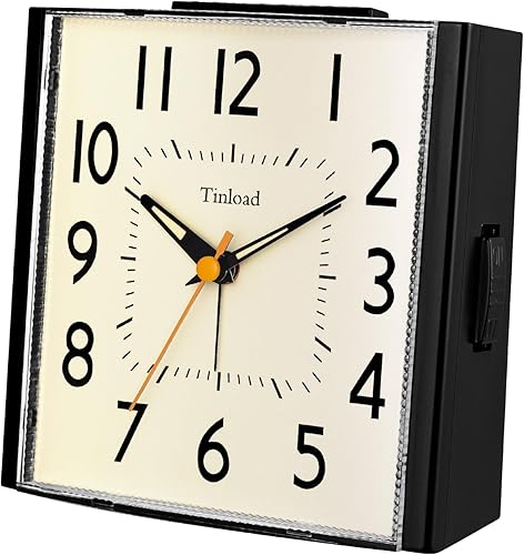 Miniatura 2 de Reloj despertador analógico retro vintage de 4.7 pulgadas, reloj súper silencioso sin tictac con luz manual, repetición, funciona con pilas, diseño