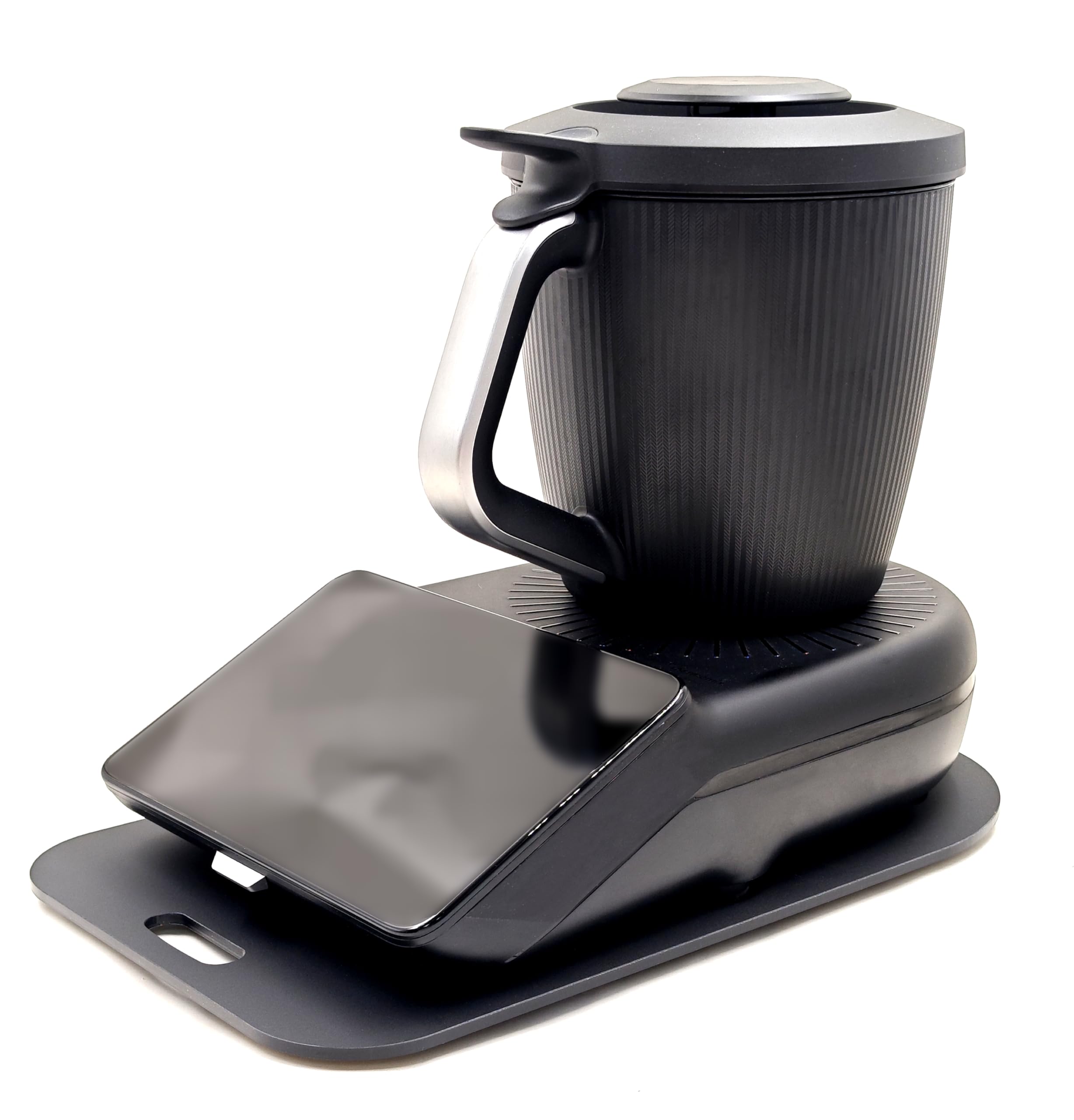Houten glijplank voor Thermomix TM7, schuifplank met 360° wielen en stopper, moeiteloos verplaatsen van de keukenmachine, antislip rubberen voetjes voor een veilige stand, hoogwaardige TM7 accessoires