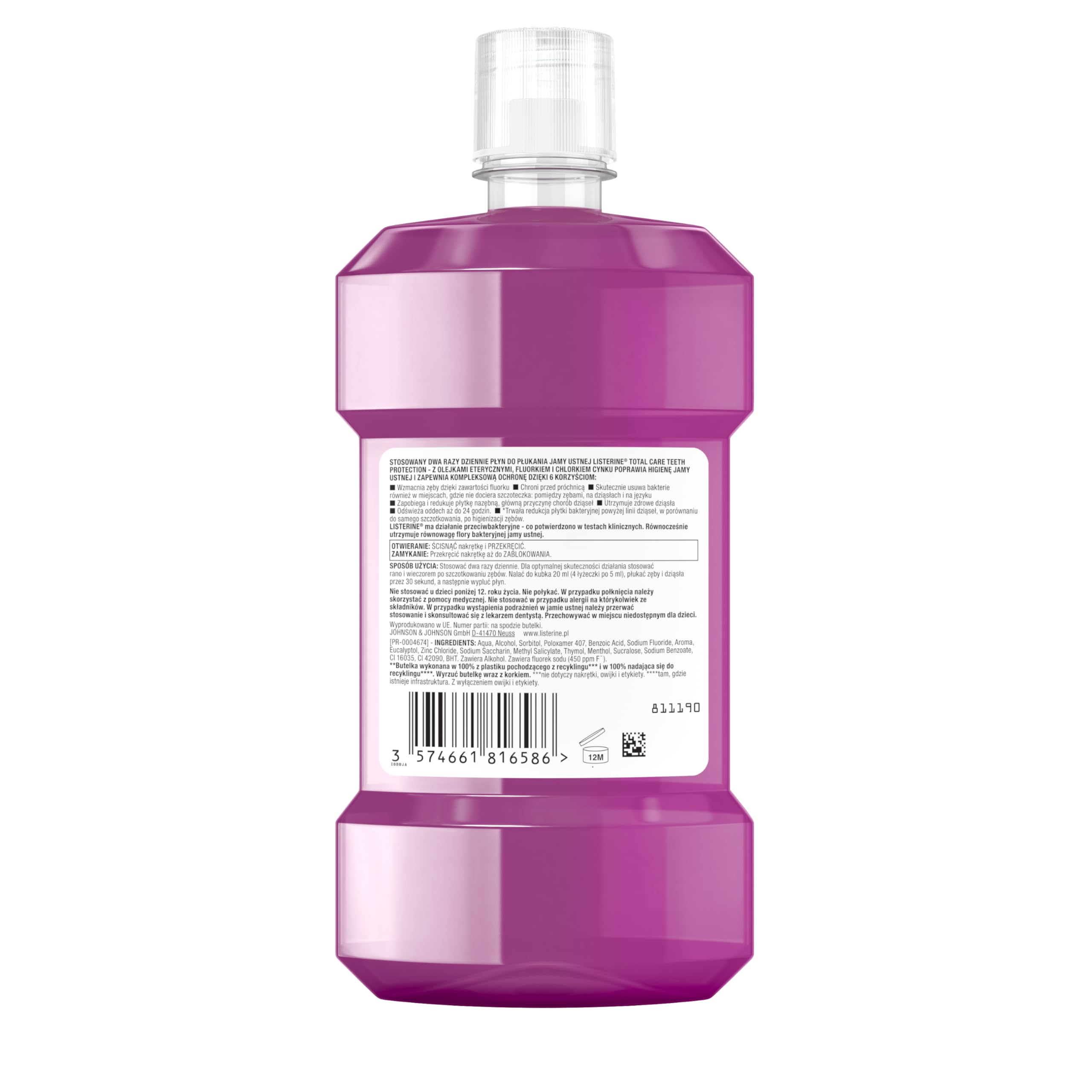 LISTERINE Total Care (6 x 500 ml), Płyn do płukania jamy ustnej, czyści i chroni zęby. Usuwa aż do 97% szkodliwych bakteri, odświeża oddech aż do 24 godzin, Utrzymuje zdrowe dziąsła,