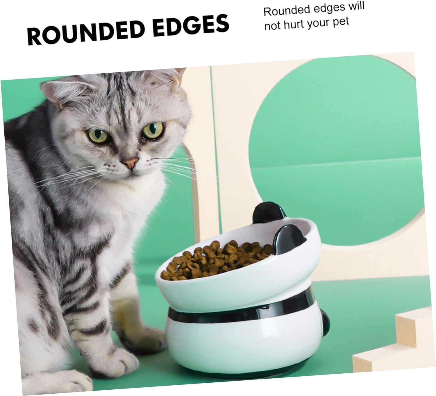 Generic Safeguard Neck Protection Ceramic Pet Food Bowl with Stable Base Capacity Kitten Dish for Cats Clean Feeding Bowl for Healthy Eating