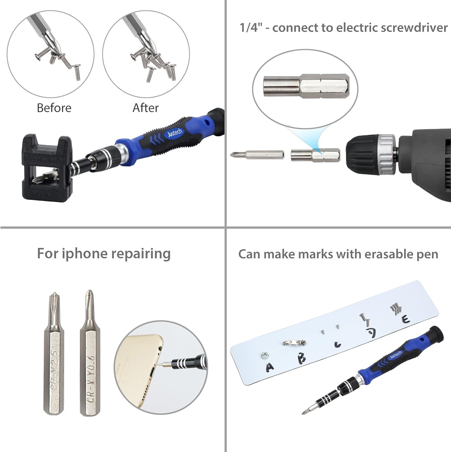 ❤ Crazy Deals 82 in 1 Precision Screwdriver Set Justech Magnetic Screwdriver Kit Professional Tiny Repair Tool Kit for Reparing Cell Phone iPhone iPad Laptop Smartphones MacBook -Blue