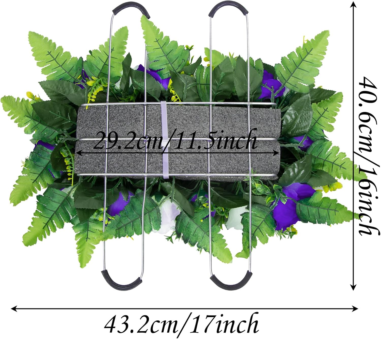 Artificial Headstone Flower Saddle, Cemetery Flowers for Grave, Cemetery Saddles for Headstones, Memorial Grave Flowers for Tombstone Decoration (Purple) - Image 3