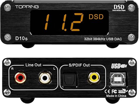 Topping D10s HiFi USB DAC - ES9038Q2M DAC XMOS XU208 PCM384kHz DSD256 Hi-Res Audio Desktop Decoder for PC Black