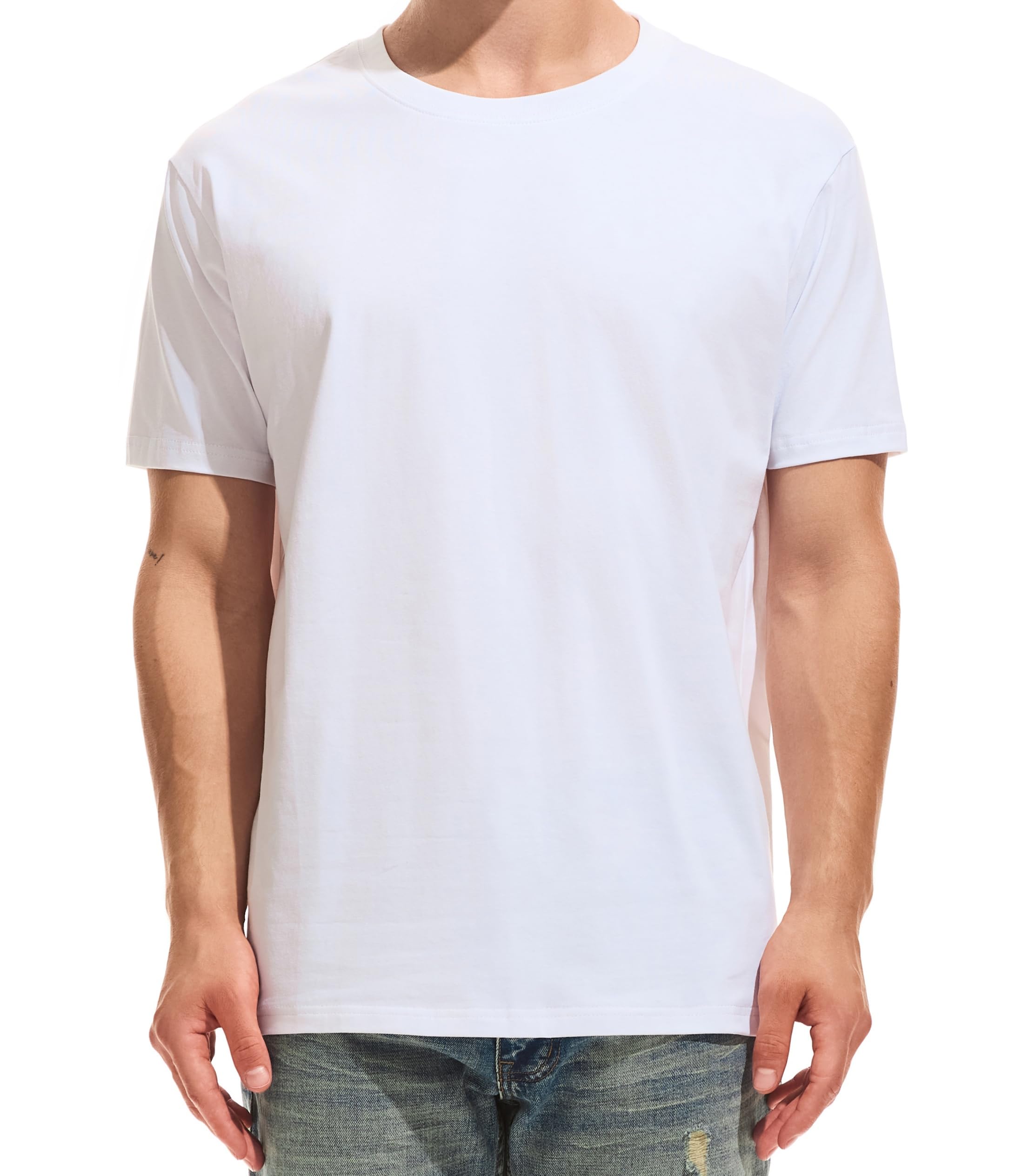 RONOMO Herren reinfarbige Gewinde runde Kragen Casual Komfort T-Shirt