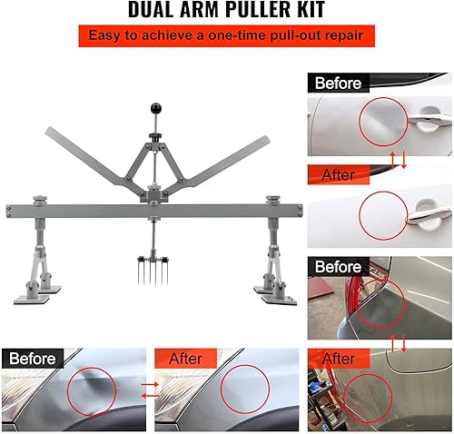 Miniatura 5 de Kit de barra de palanca de tracción de abolladuras de automóvil de cuatro patas de 34.252 in, 6 anillos extractores de gancho de garra, cuerpo de