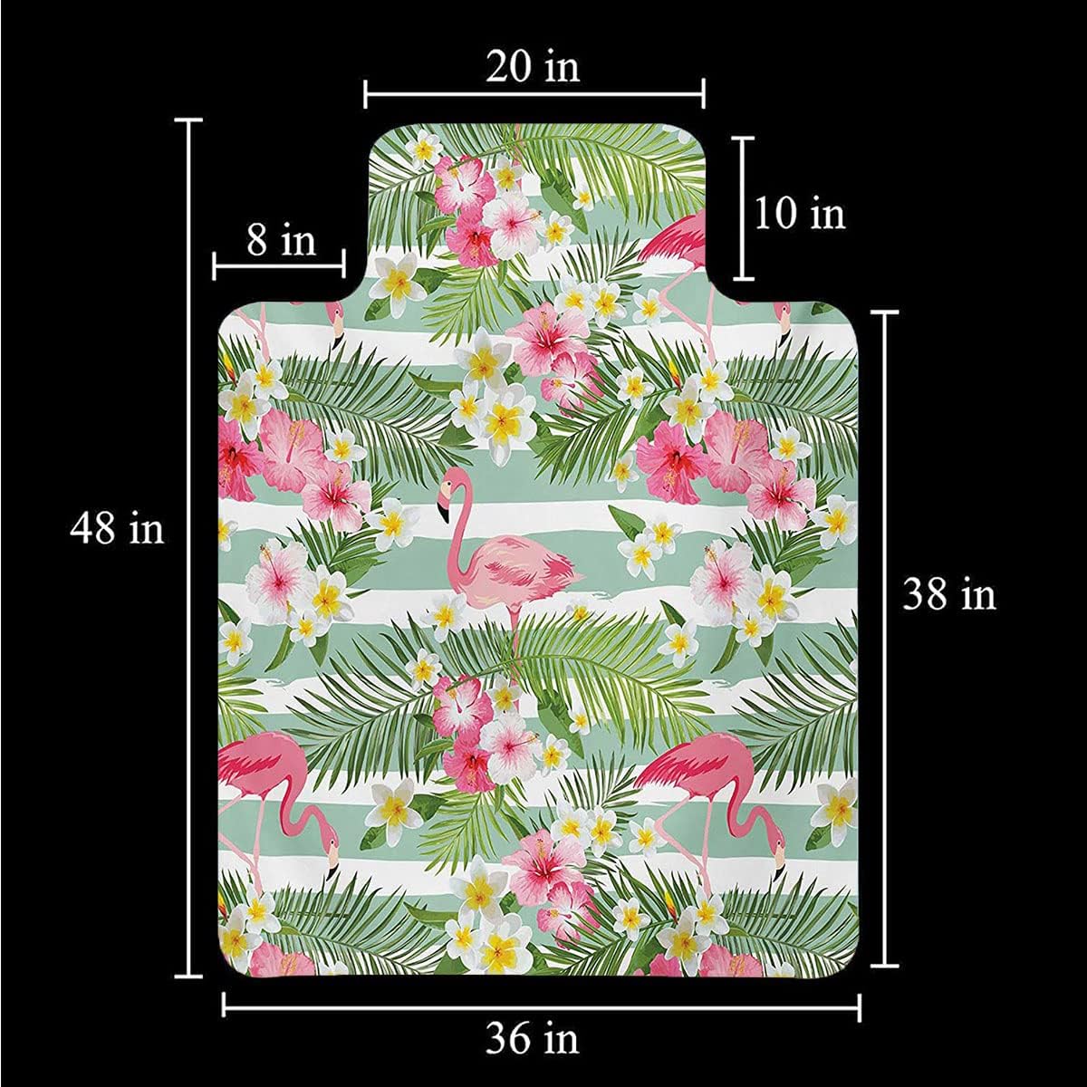 Flamingo Desk Chair Mat, Flamingos with Exotic Hawaiian Leaves Flowers on Striped Vintage Background, Protects Hardwood Floor Under Desks, Home and Gaming Floors, with Lip 48x36, Green Pink White : Office Products