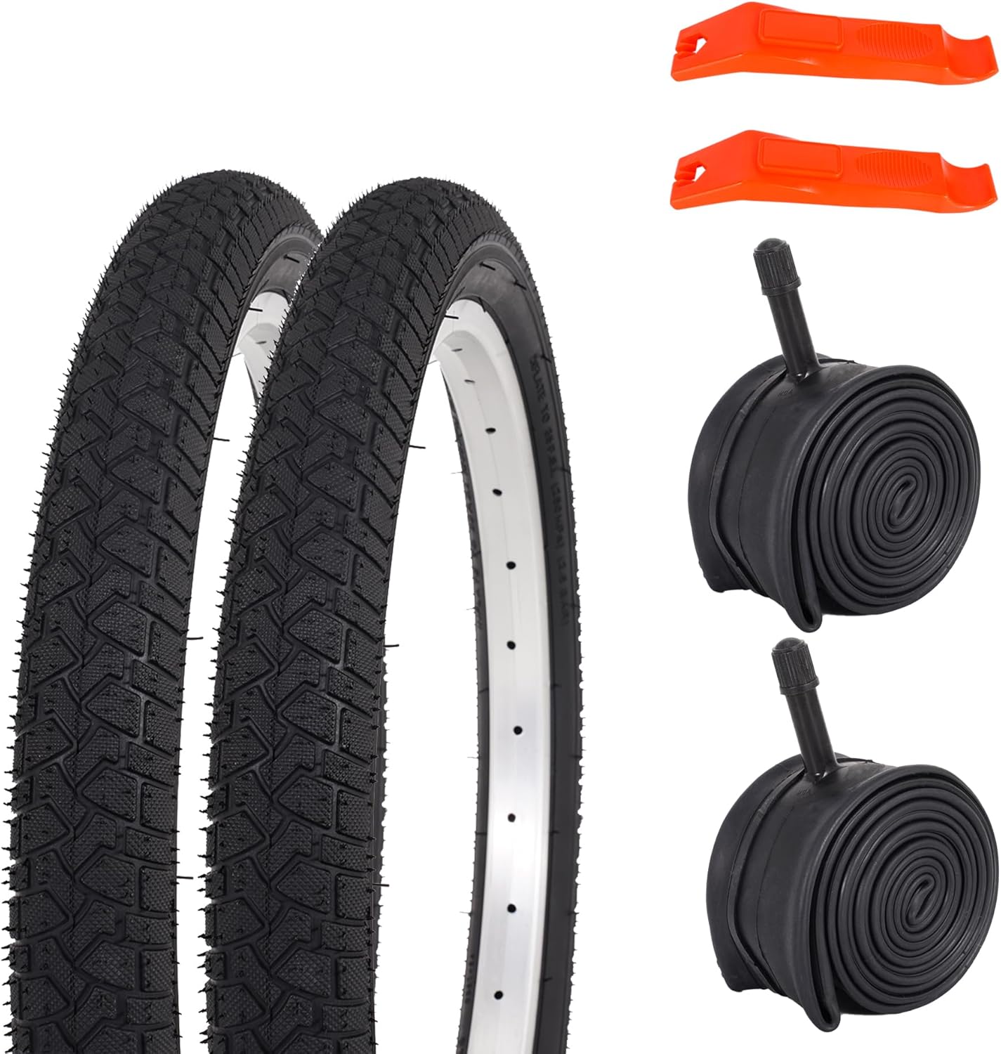 18 X 2.125 Bike Tire and Tube, 18 Inch Kids Folding Bicycle Tire with 2 Levers Compatible with BMX Bike Road Bike Bicycle Folding Bike 2 Sets