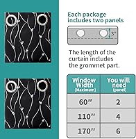 Vista 256 de BGment Room Darkening Curtains 95 Inches Long, Grommet Thermal Insulated Blackout Curtains with Wave Line and Dots Printed for Bedroom, 2 Panels