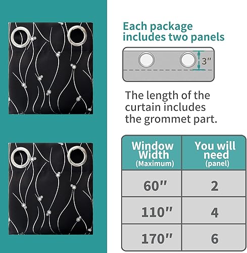 Miniatura 8 de BGment - Cortinas opacas, con aislamiento térmico, para oscurecer la habitación, con estampado de línea ondulada y lunares para dormitorios, juego