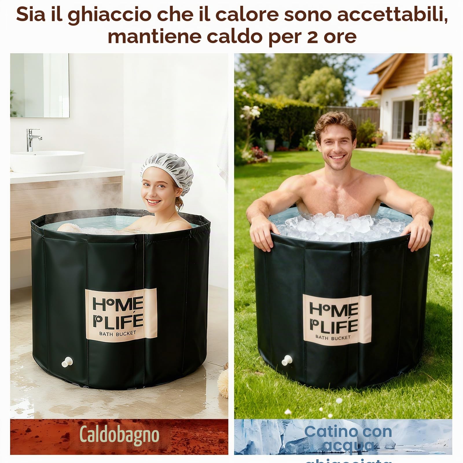 Vasca da bagno pieghevole per adulti, vasca da bagno portatile per esterni per spa calda e bagno di ghiaccio, vasche da bagno indipendenti per un rapido recupero muscolare installazione rapida senza